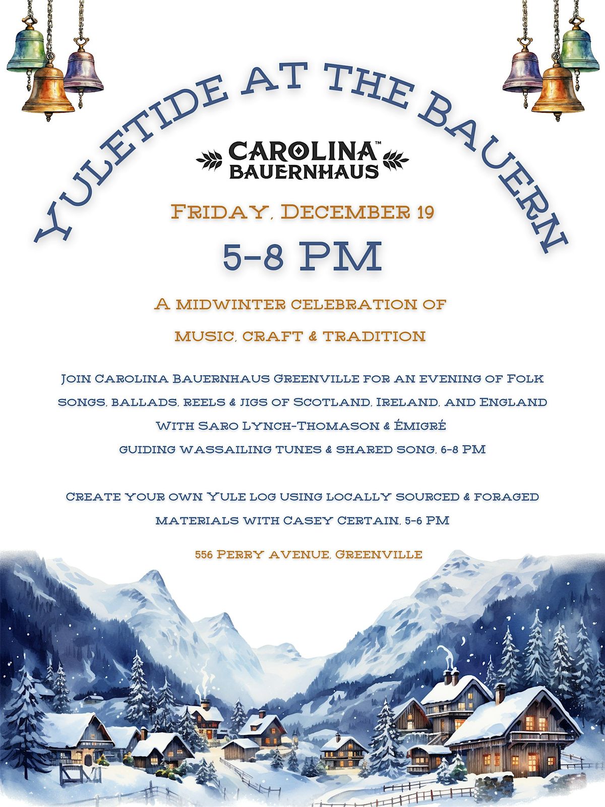 Yuletide at the Bauern, 19 December | Event in Greenville | AllEvents