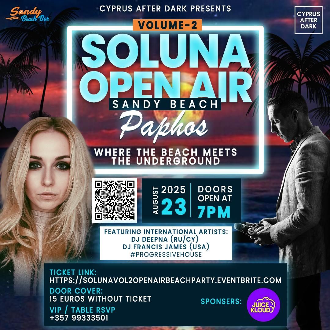 SOLUNA OPEN AIR VOL.2 @ Sandy Beach Paphos • A Progressive House Experience, 23 August | Event in Paphos