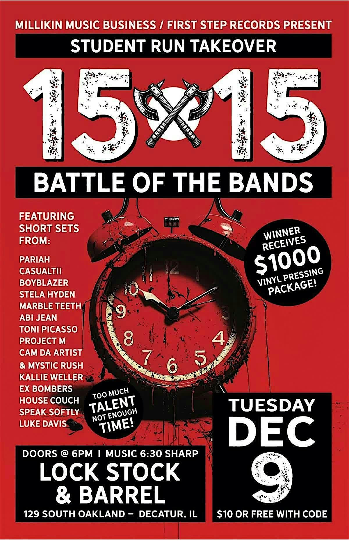 First Step Records Presents: 15 x 15 - Battle of the Bands, 9 December | Event in Decatur | AllEvents