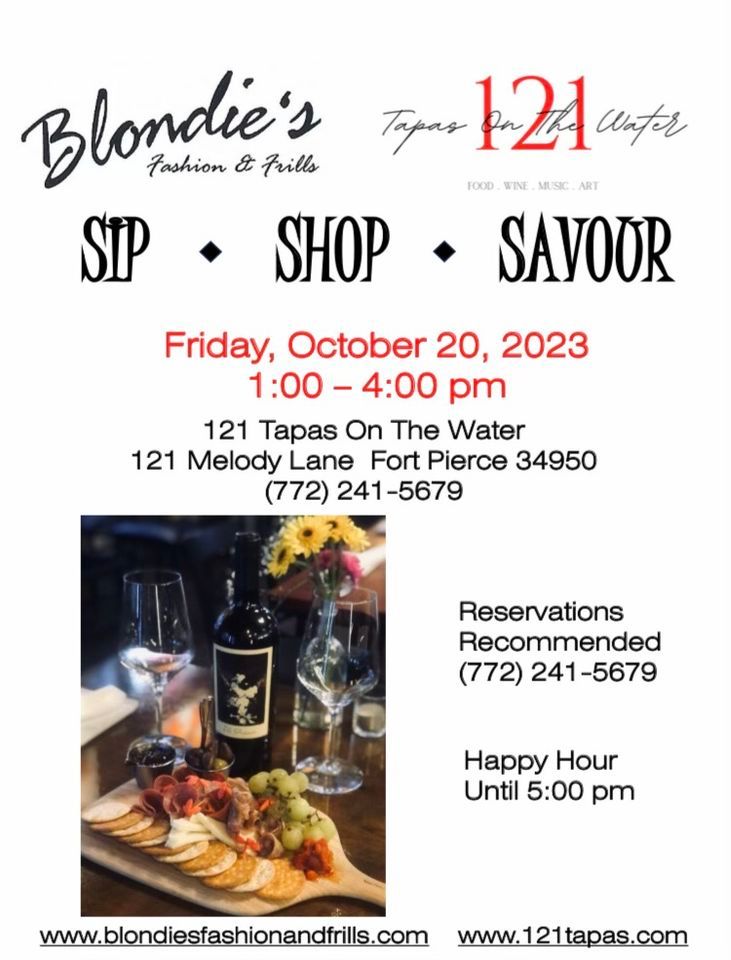 Happy Hours/ Sip & Shop, 121 Tapas on the Water, Fort Pierce, October