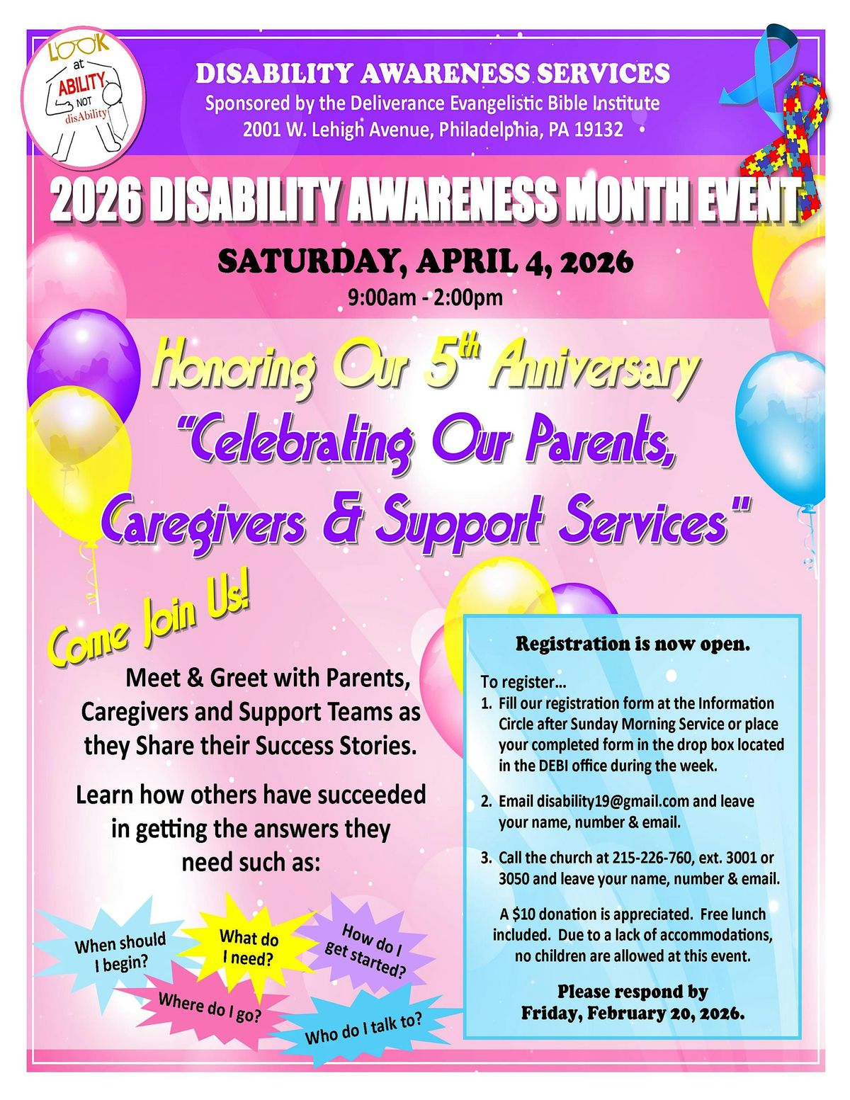 Disability Awareness Month Event ~ Honoring our 5th Anniversary ...