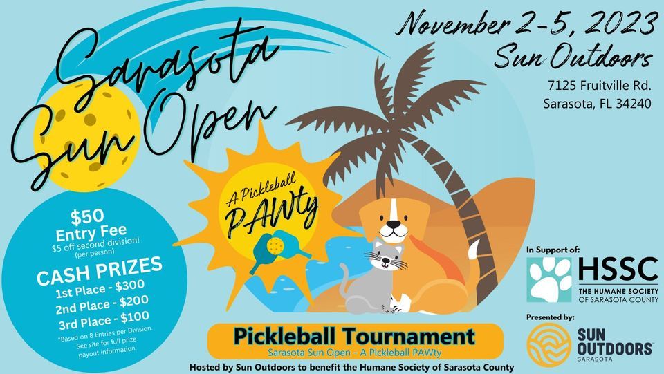Sarasota Sun Open Pickleball Tournament to benefit Humane Society of Sarasota County, Sun