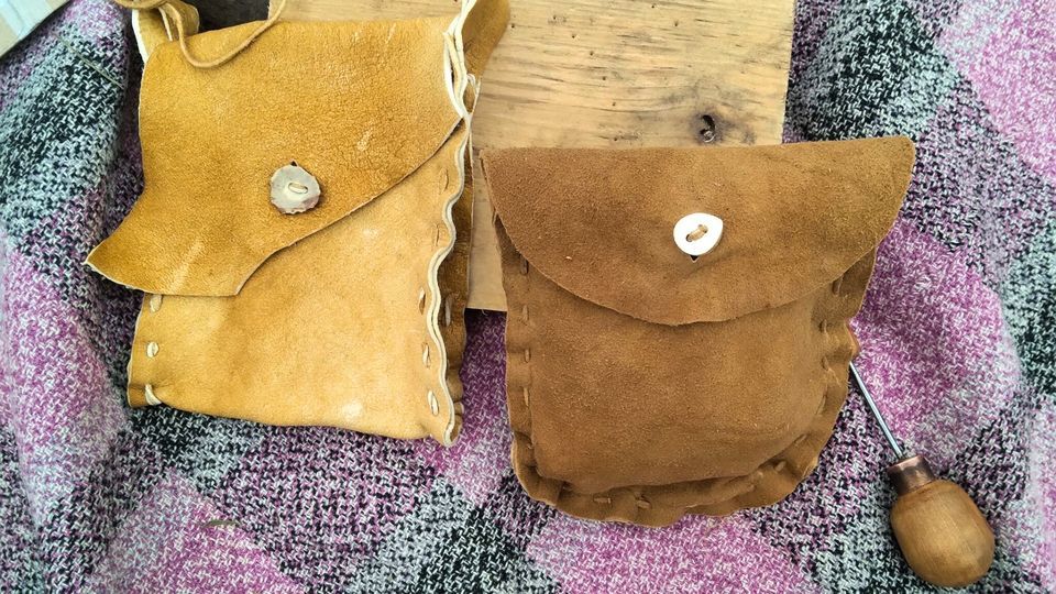 Sewing Buckskin Pouches with Rain Hall, Asheville, N.C., January 20