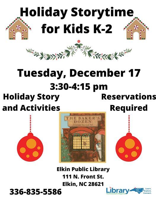 K 2 Holiday Storytime At Elkin Public Library Elkin