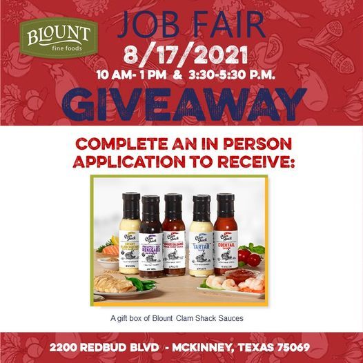 McKinney Texas Job Fair Blount Fine Foods 2200 Redbud Blvd McKinney TX 75069 8217 United 