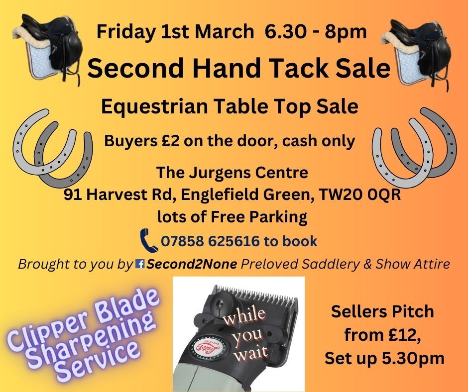 Tack Sale INDOOR Second Hand Equestrian Table Top Sale, The Jurgen