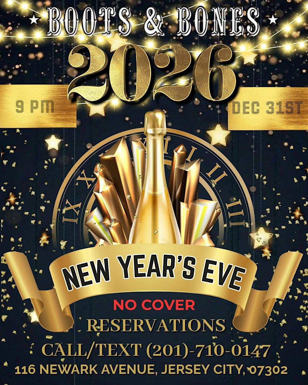 NYE 2026 @ BOOTS & BONES, 31 December | Event in Jersey City | AllEvents