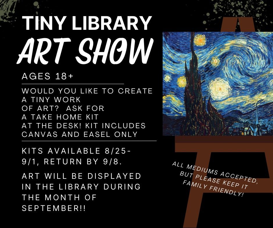 TINY ART SHOW, Paris Public Library, August 25 to September 8