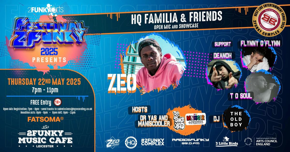HQ Familia &amp; Friends Open Mic &amp; Showcase @ Festival2Funky 2025, 22 May | Event in Leicester