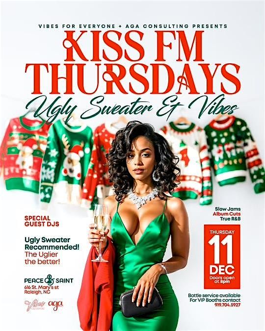 Kiss FM Thursday: Ugly Sweater & Vibes, 11 December | Event in Raleigh | AllEvents