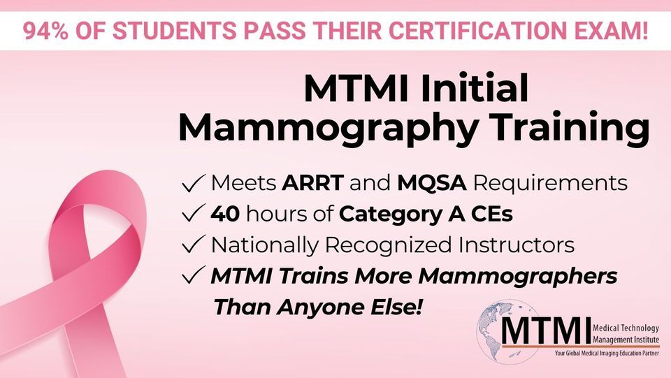 Initial Mammography Training Course, December 4 to December 8 Online