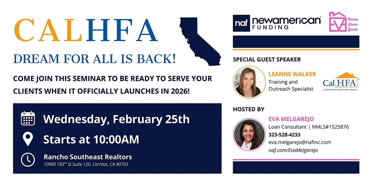 Make CalHFA a Competitive Advantage!, 25 February | Event in Cerritos | AllEvents