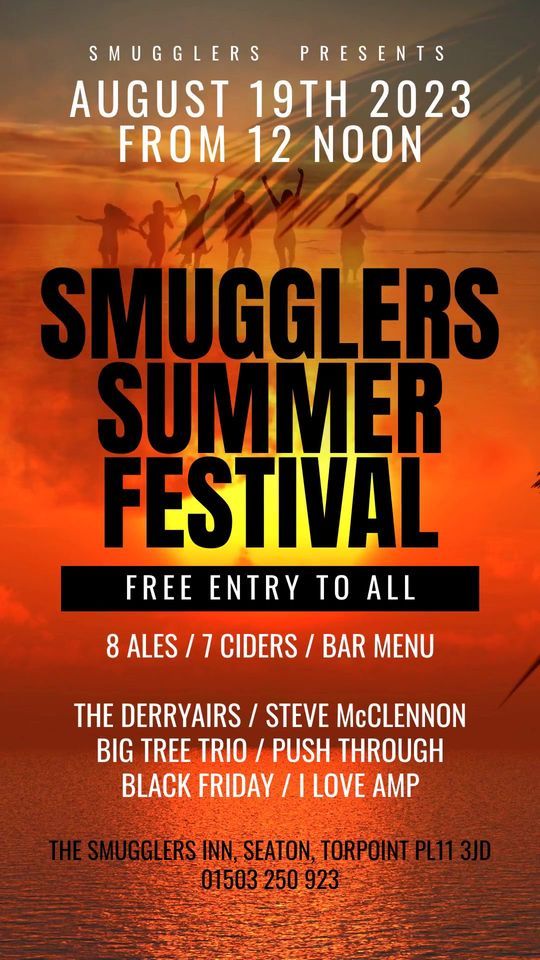 Smugglers beer, cider and music festival, The Smugglers Inn, Torpoint, 19 August