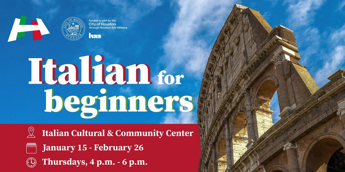 Italian for Beginners - A1S1, 15 January | Event in Houston | AllEvents