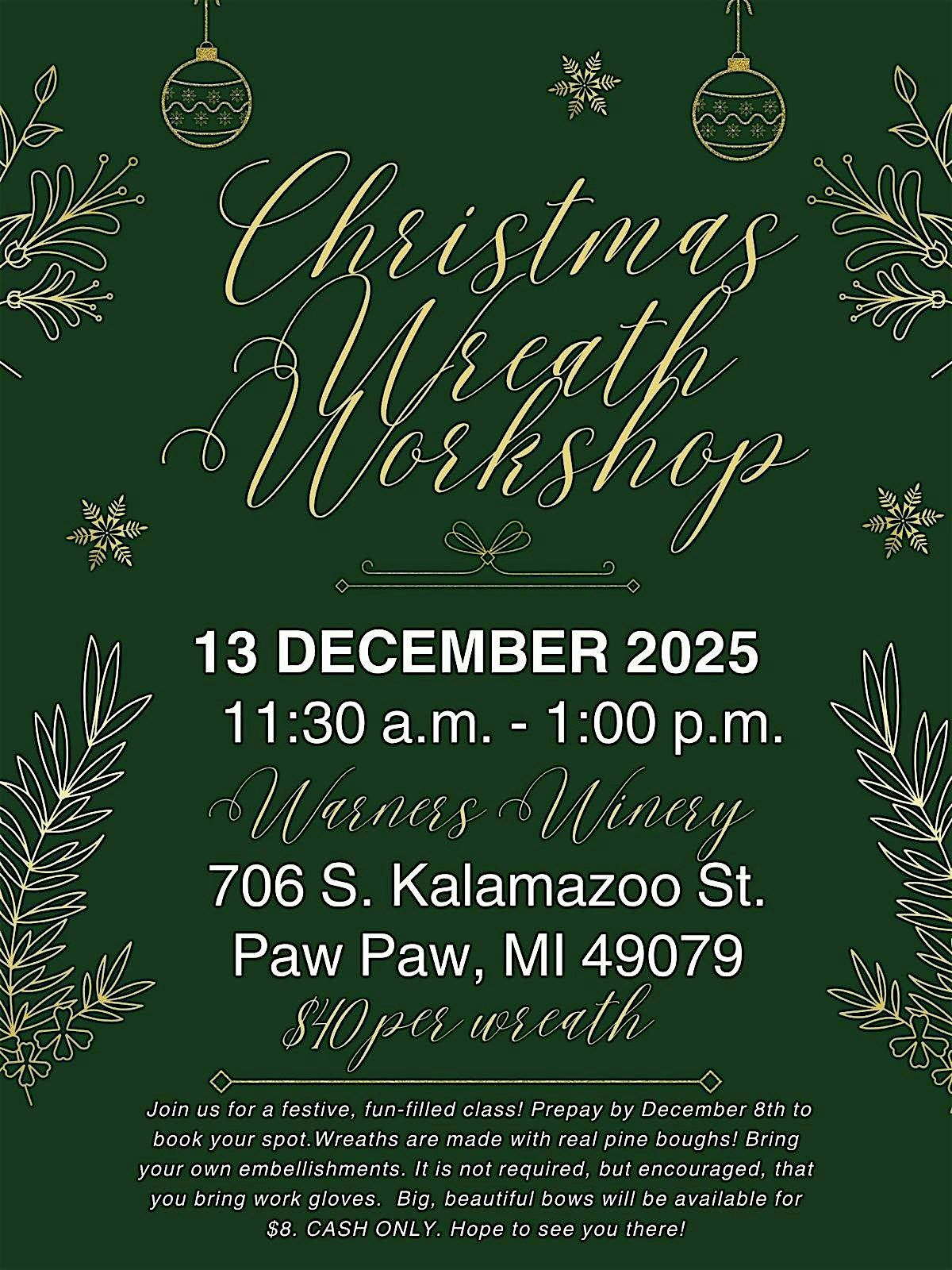 Christmas Wreath Workshop, 13 December | Event in Paw Paw | AllEvents