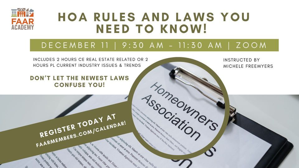 HOA Rules and Regulations, December 11 2023 Online Event AllEvents.in