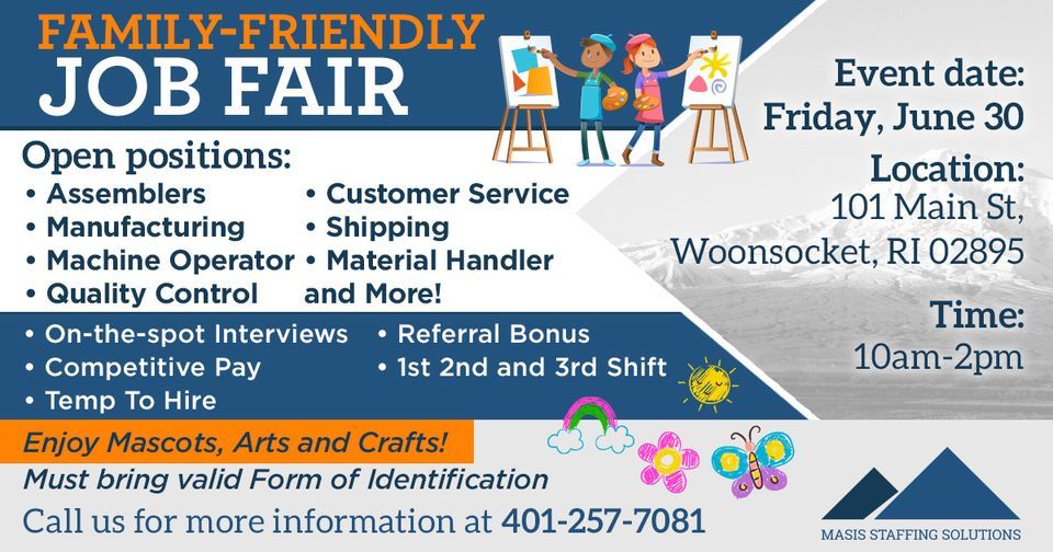 Family-Friendly Job Fair (Woonsocket, RI), 101 Main St, Woonsocket, RI  02895-4362, United States, June 30 2023 | AllEvents.in