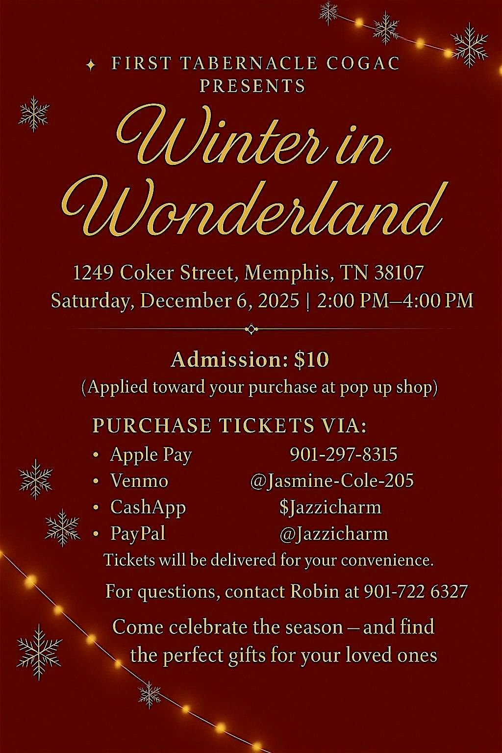 First Tabernacle COGAC Winter in Wonderland, 6 December | Event in Memphis | AllEvents