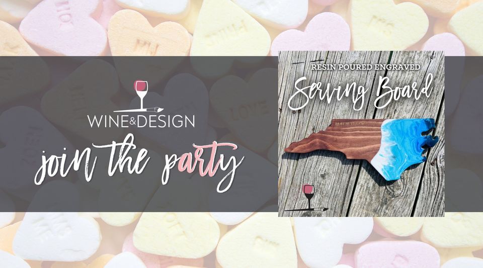 Resin Poured North Carolina Serving Board, Wine & Design (Morehead City