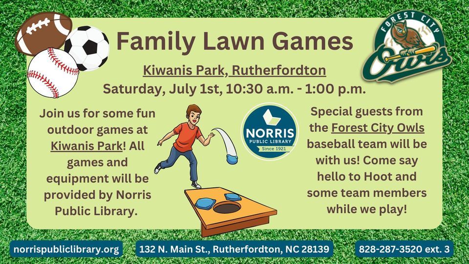 Lawn Games with the Forest City Owls, Kiwanis Park of Rutherfordton, NC