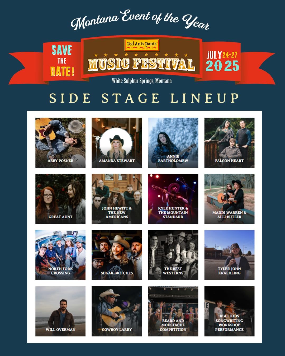 Red Ants Pants Festival: Steve Earle  Reckless Kelly  St. Paul and The Broken Bones & Stephen Wilson Jr. - 3 Day Pass, 24 July