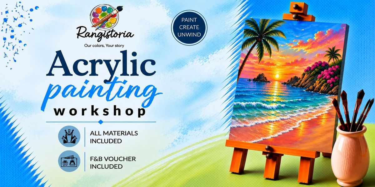 Tropical Sunset Cove - Acrylic Painting Workshop — event poster