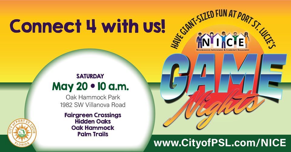 NICE Neighborhood Social Game Night!, Oak Hammock Park, Port Saint