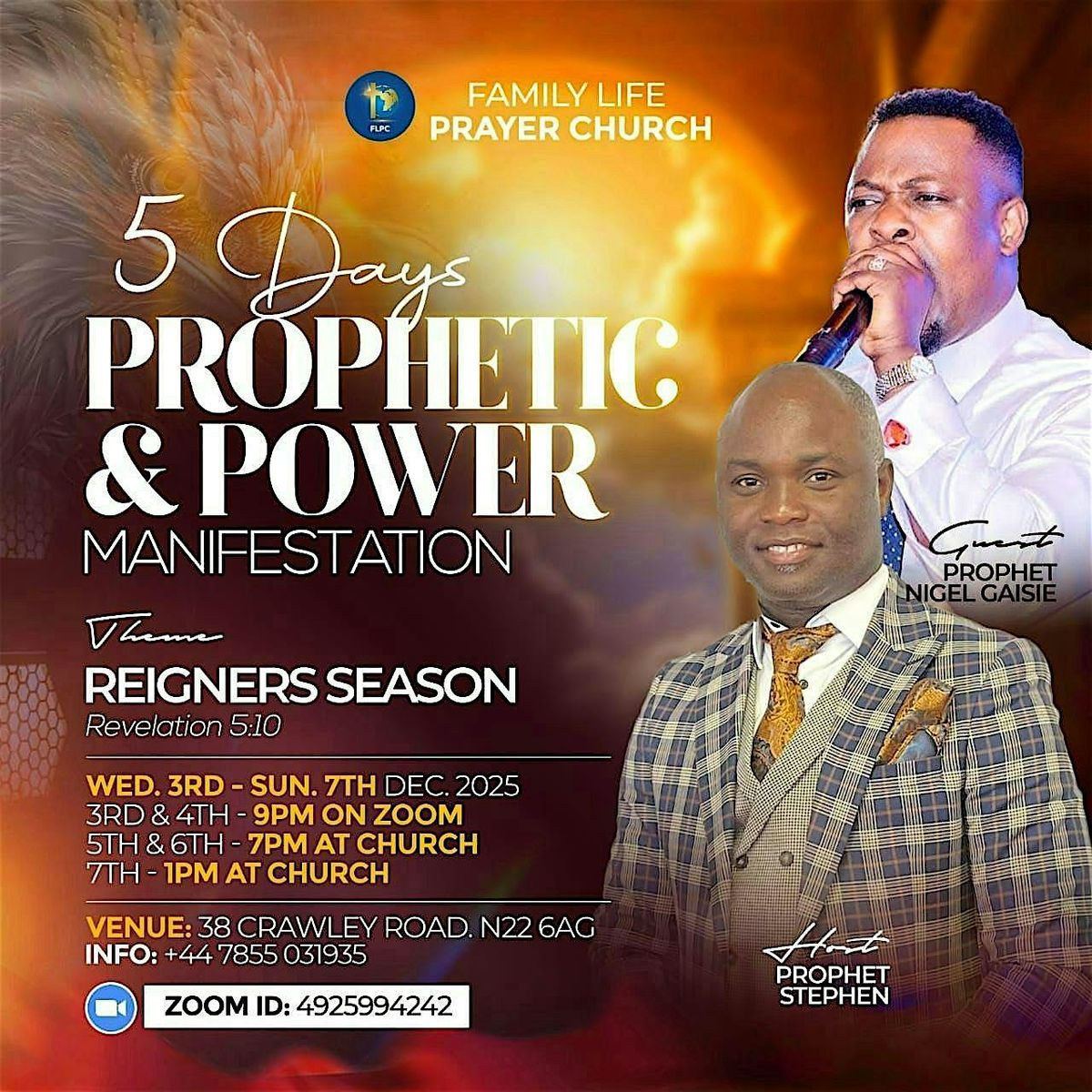 5 days prophetic & power manifestation, 3 December | Event in London | AllEvents