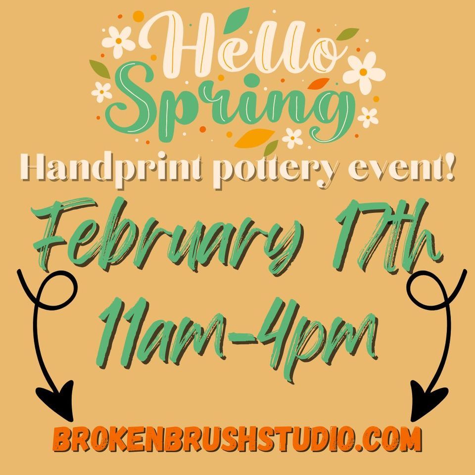 Spring Handprint/footprint Pottery event, The Broken Brush Studio LLC