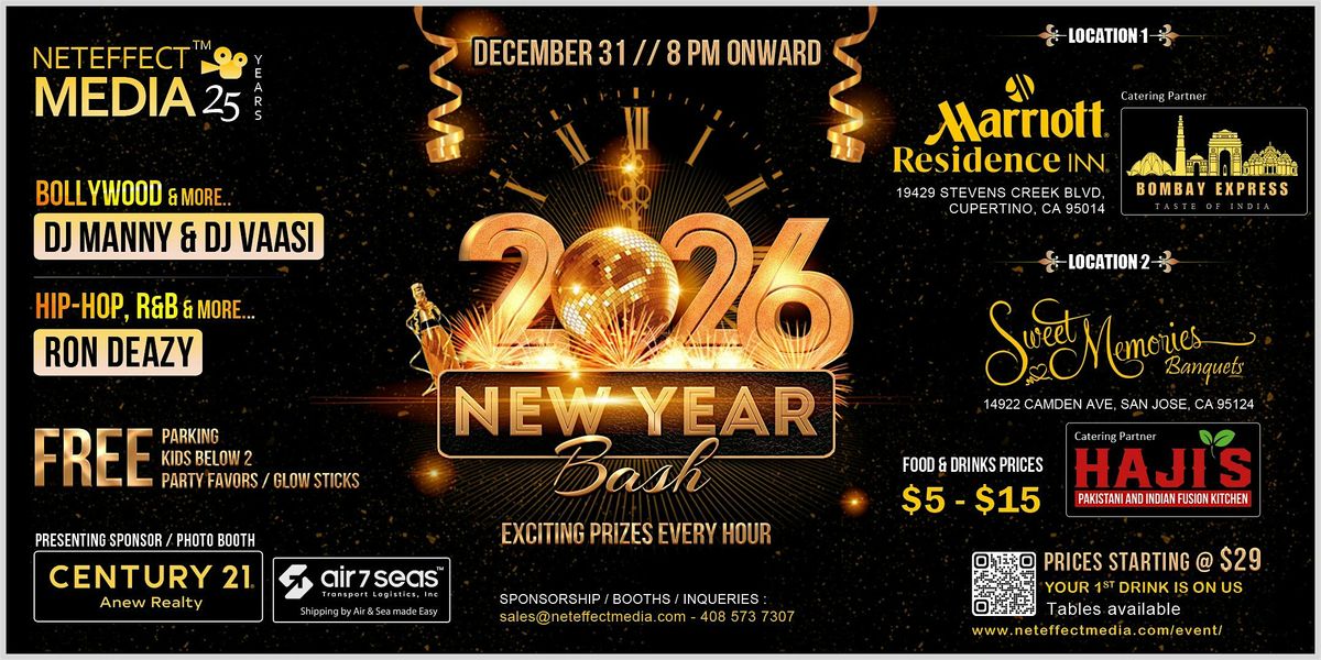 New Year BASH 2025 - San Jose, CA | Bollywood & More..., 31 December | Event in San Jose | AllEvents
