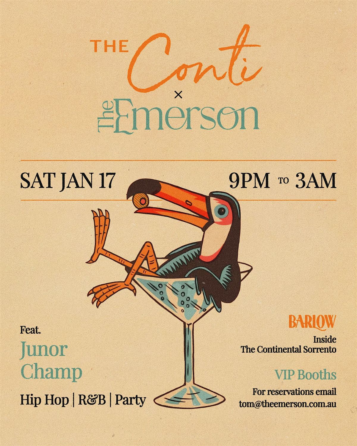 The Conti x The Emerson Jan 17th, 17 January | Event in Sorrento | AllEvents