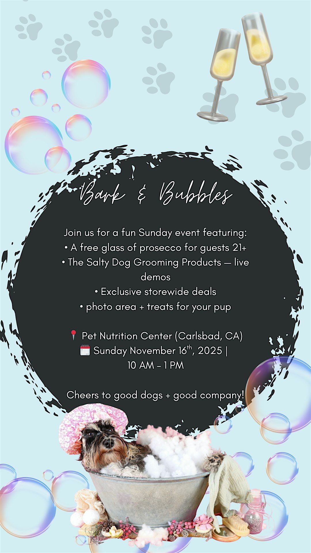 Bark & Bubbles, 16 November | Event in Carlsbad | AllEvents