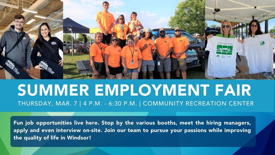 Windsor Parks, Recreation & Culture Summer Employment Fair, Windsor