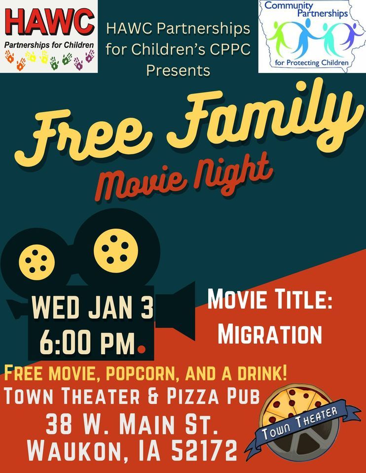 Free Movie at Town Theater & Pizza Pub, Town Theater Waukon, January 3