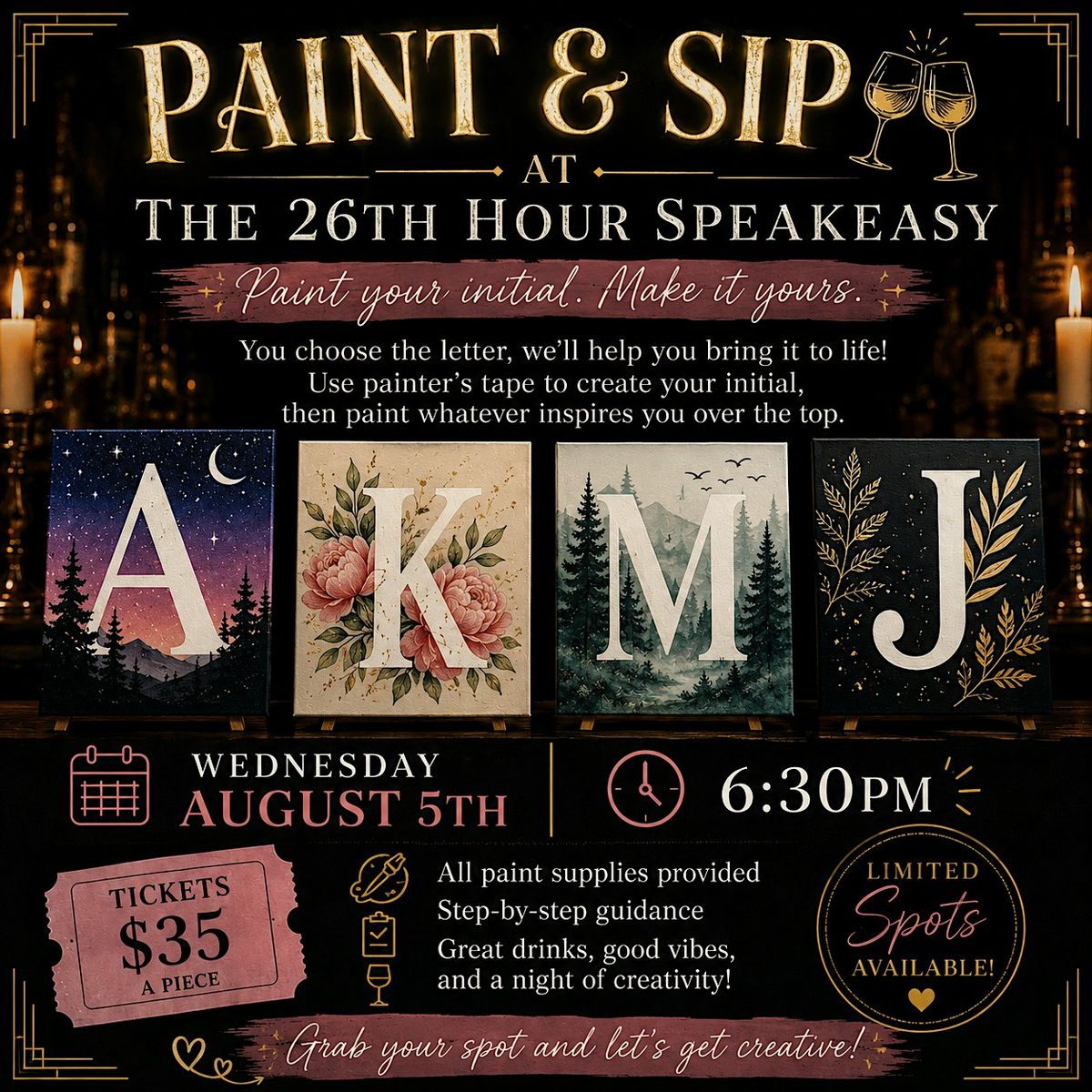 Paint &amp; Sip at The 26th Hour Speakeasy