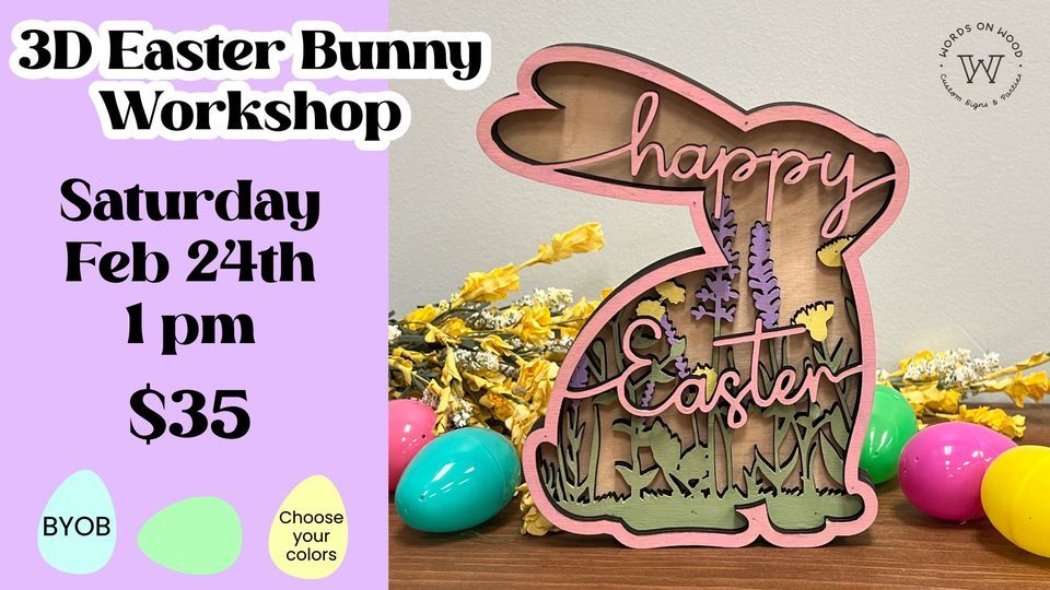 3D Easter Bunny DIY 35, Words on Wood, Wallingford