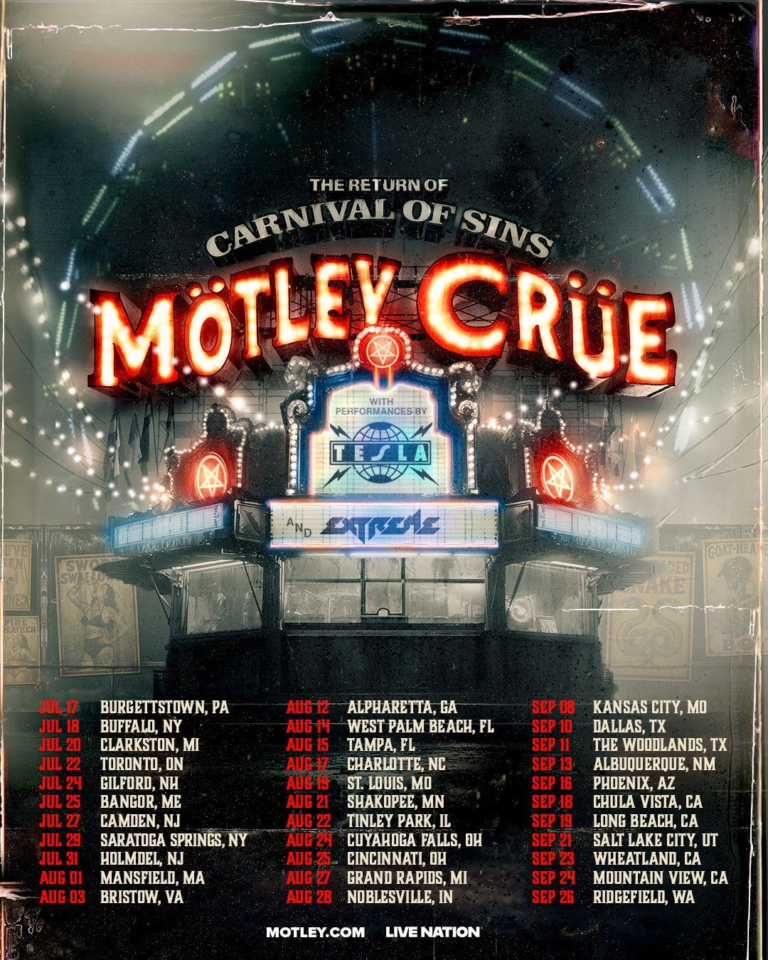Motley Crue at PNC Bank Arts Center, 31 July | Event in Holmdel | AllEvents