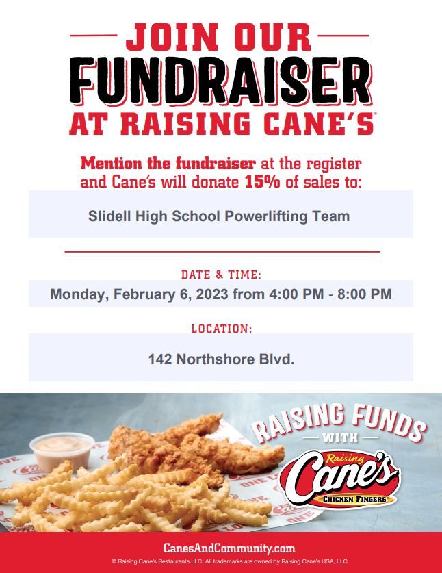 (Northshore) Raising Canes Fundraiser for the SHS Powerlifting Team