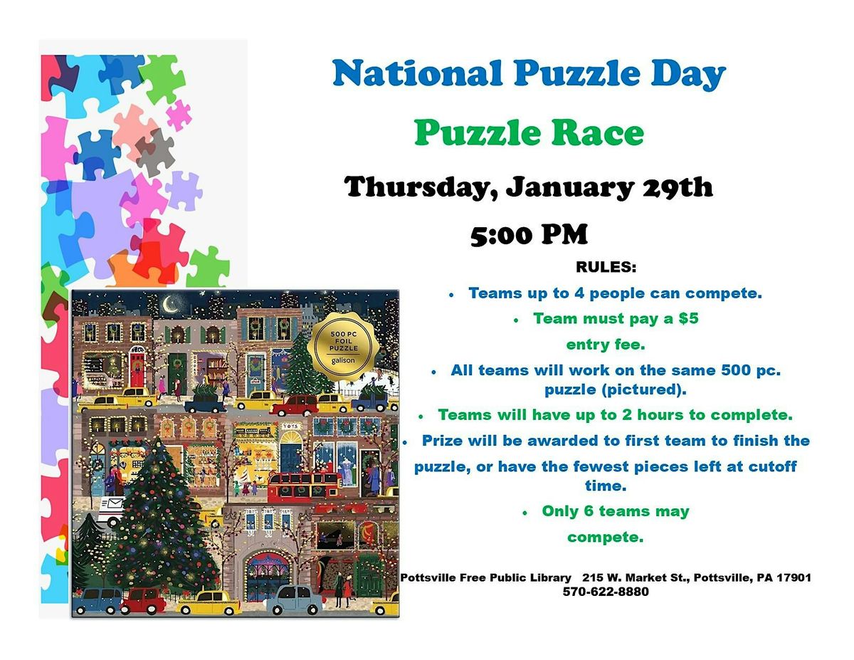 National Puzzle Day Puzzle Race, 29 January | Event in Pottsville | AllEvents