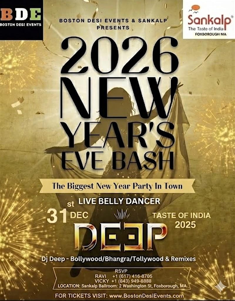 Glitz and Glamour-Welcome 2026 NYE BASH-Bollywood/Bhangra/Tollywood/Remixes, 31 December | Event in Methuen