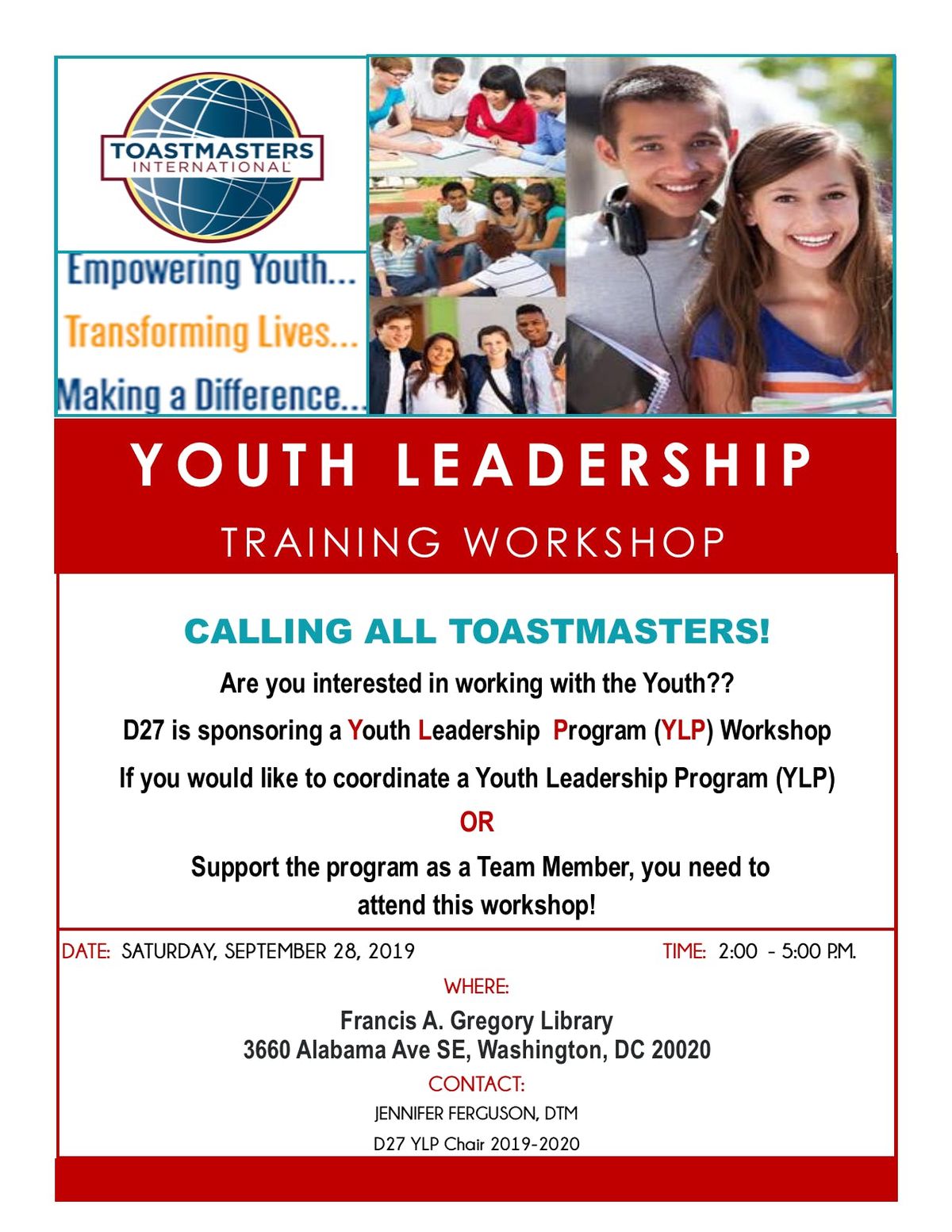 District 27 Youth Leadership Workshop Toastmasters For Teens Francis 
