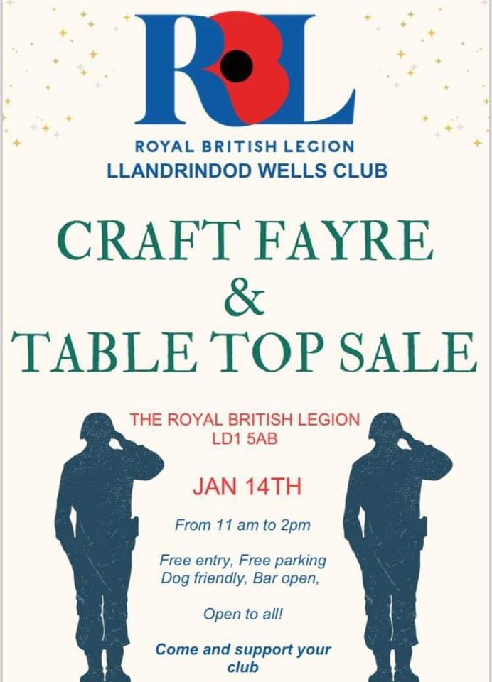 Craft fayre , Llandrindod Wells Royal British Legion, January 14 2024 AllEvents.in
