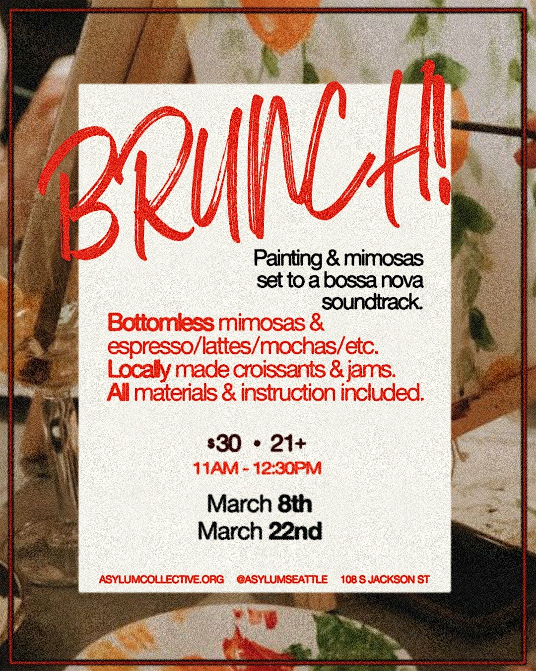 BRUNCH & BRUSH - BOTTOMLESS MIMOSAS & ESPRESSO!, 8 March | Event in Seattle | AllEvents