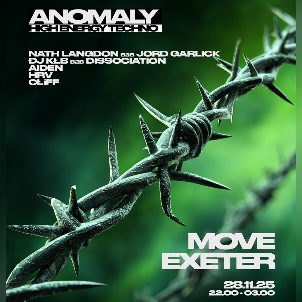 Anomaly High Energy Techno | Move Exeter 28.11.25, 28 November | Event in Exeter | AllEvents