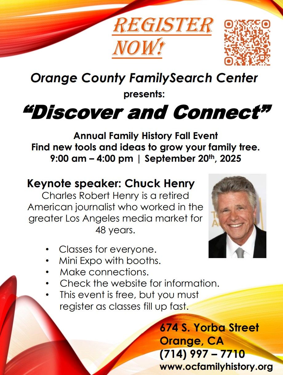 Orange County Family History Fall Event, 13 September | Event in Orange | AllEvents