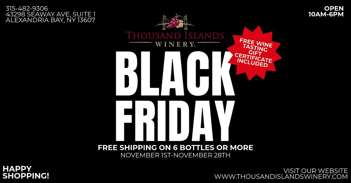 Black Friday Sale FREE shipping on any order of 6 or more 750ml bottles! | Event in Alexandria Bay | AllEvents