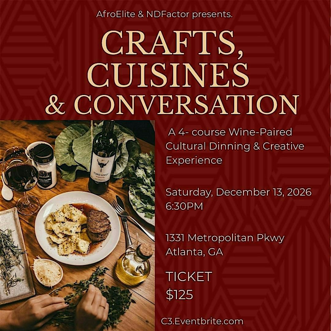 Crafts, Cuisines & Conversation, 13 December | Event in Atlanta | AllEvents