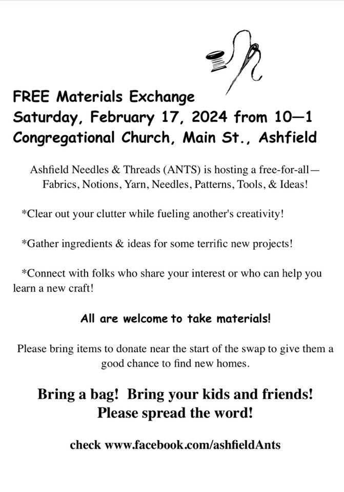 Free Materials Exchange, Congregational Church, Main Street, Ashfield