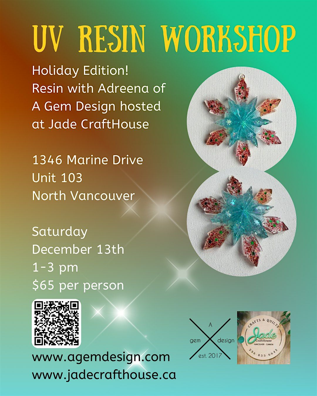 Holiday Edition UV Resin Art Workshop at Jade CraftHouse, 13 December | Event in North Vancouver | AllEvents