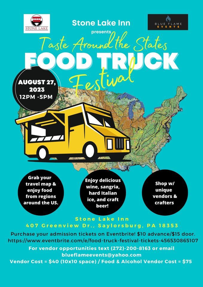 Food Truck Festival, Stone Lake Inn, Saylorsburg, August 27 2023